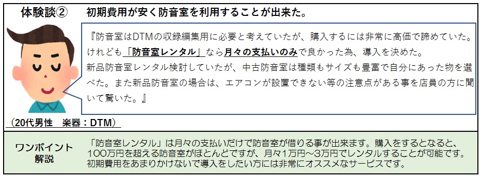 防音室レンタル体験談