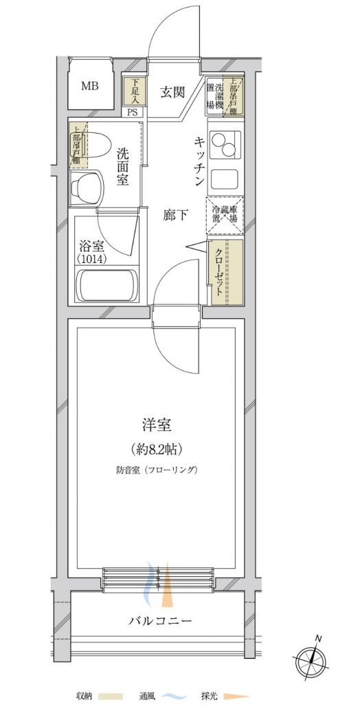 Box in Box工法が採用された防音マンションの間取り図