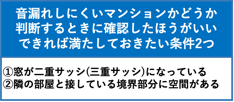 音漏れしにくいマンションかどうか判断するときできれば満たしておきたい条件