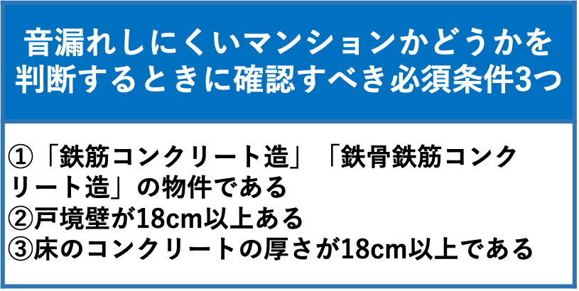 音漏れしにくいマンションかどうか判断するときの条件